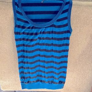 Blue with black stripes sleeveless sweater
